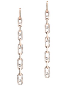 Move Link Multi Pendants Pink Gold Diamond Earrings