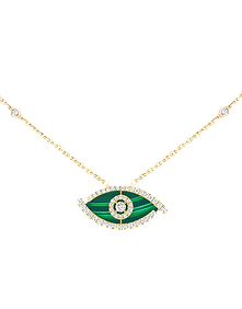 Lucky Eye Pave Malachite Necklace