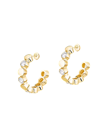 D-Vibes Yellow Gold Diamond Mini Hoop Earrings