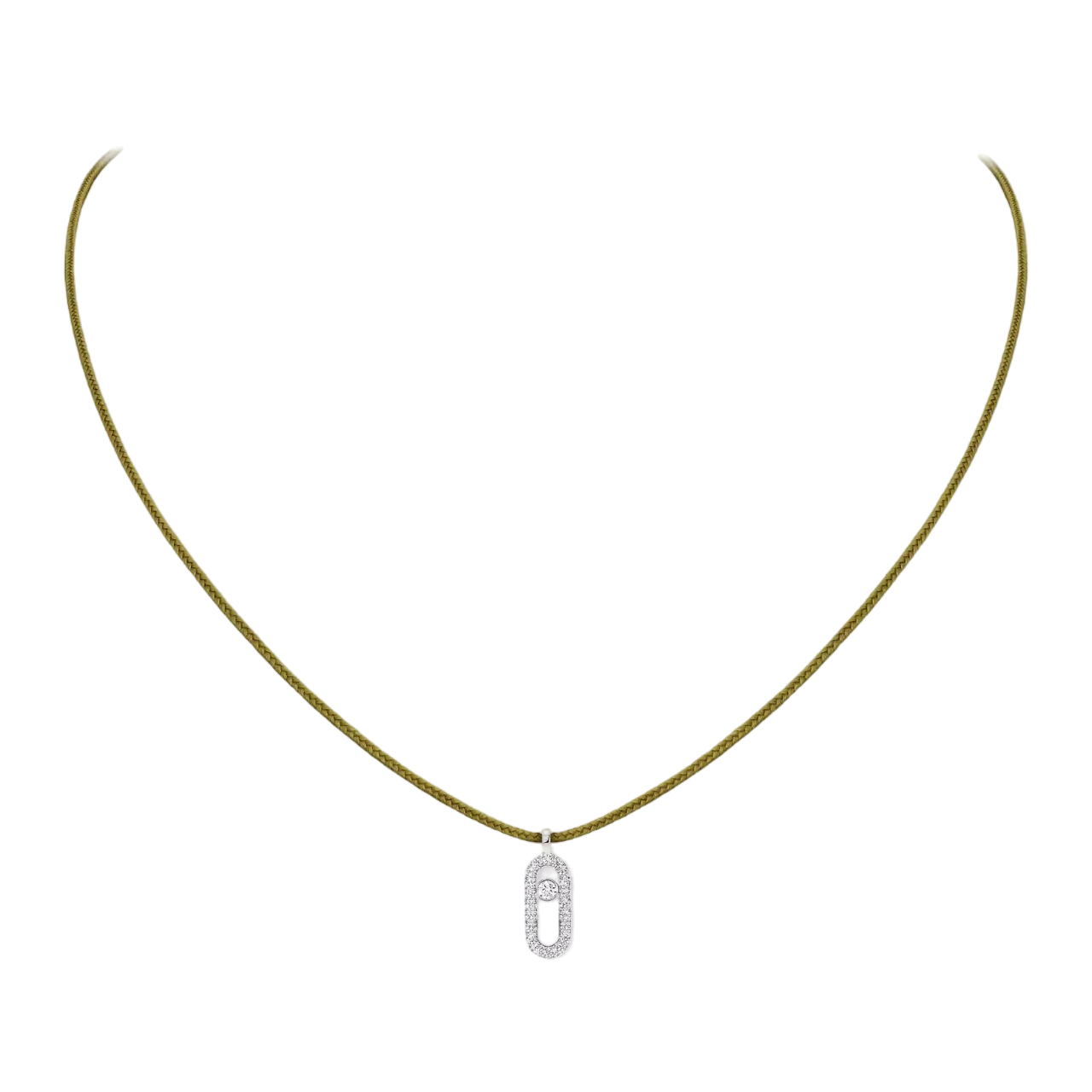 Women Jewellery  MESSIKA, Messika Care(s) Khaki Cord Pave Necklace, SKU: 14103-WG | watchphilosophy.co.uk