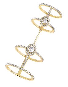 Glam'Azone Yellow Gold Double Pavé Diamond Ring