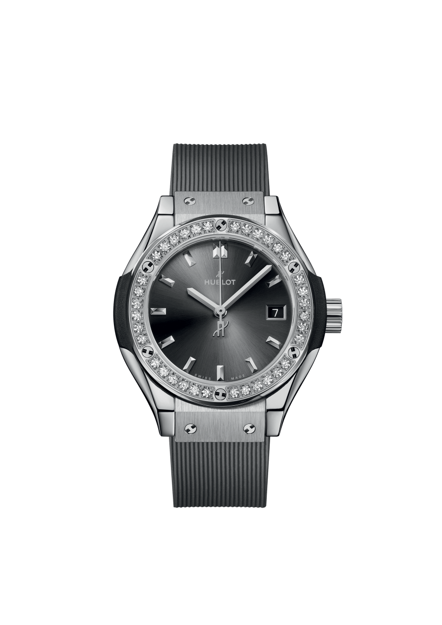 Ladies' watch  HUBLOT, Classic Fusion Titanium Grey Diamonds / 29mm, SKU: 591.NX.7070.RX.1204 | watchphilosophy.co.uk