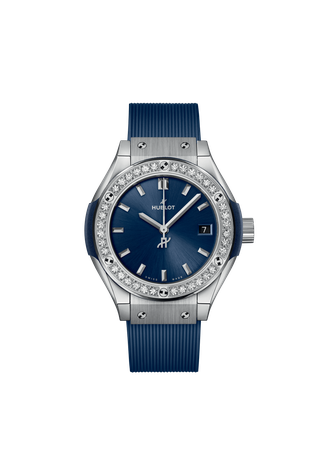 Ladies' watch  HUBLOT, Classic Fusion Titanium Blue Diamonds / 29mm, SKU: 591.NX.7170.RX.1204 | watchphilosophy.co.uk