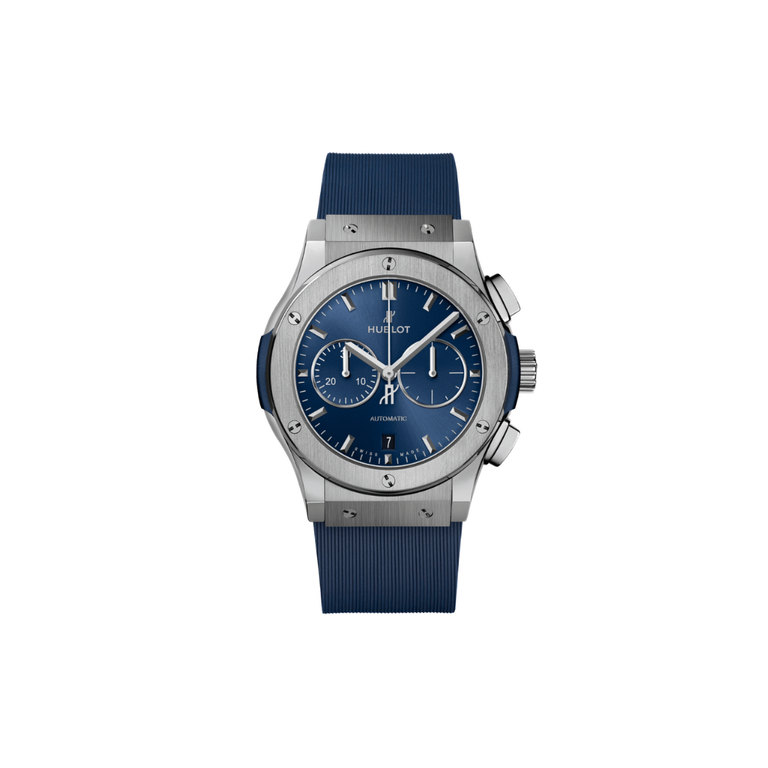 Men's watch / unisex  HUBLOT, Classic Fusion Chronograph Titanium Blue / 42mm, SKU: 541.NX.7170.RX | watchphilosophy.co.uk