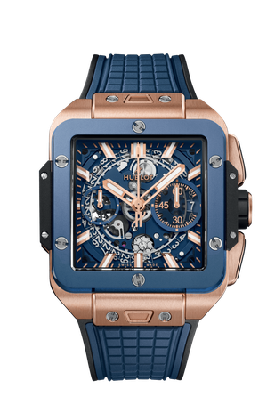 Men's watch / unisex  HUBLOT, Square Bang Unico King Gold Blue Ceramic / 42mm, SKU: 821.OL.5180.RX | watchphilosophy.co.uk