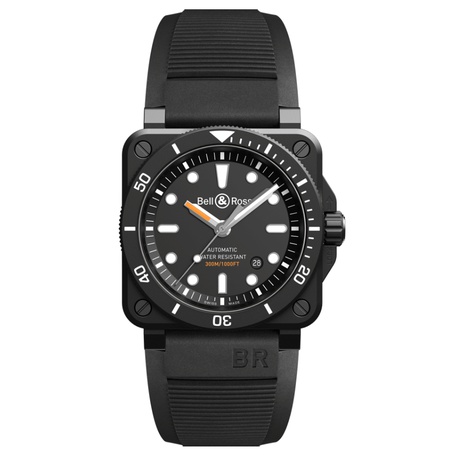 Men's watch / unisex  BELL & ROSS, BR 03-92 Diver Black Matte / 42mm, SKU: BR0392-D-BL-CE/SRB | watchphilosophy.co.uk