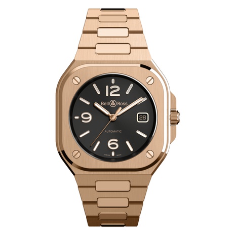 Men's watch / unisex  BELL & ROSS, BR 05 Gold / 40mm, SKU: BR05A-BL-PG/SPG | watchphilosophy.co.uk