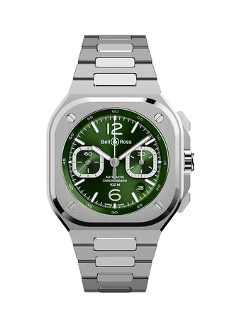 Men's watch / unisex  BELL & ROSS, BR 05 Chrono Green Steel / 42mm, SKU: BR05C-GN-ST/SST | watchphilosophy.co.uk