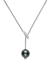 Pearls in Motion Black Pearl Pendant White Gold