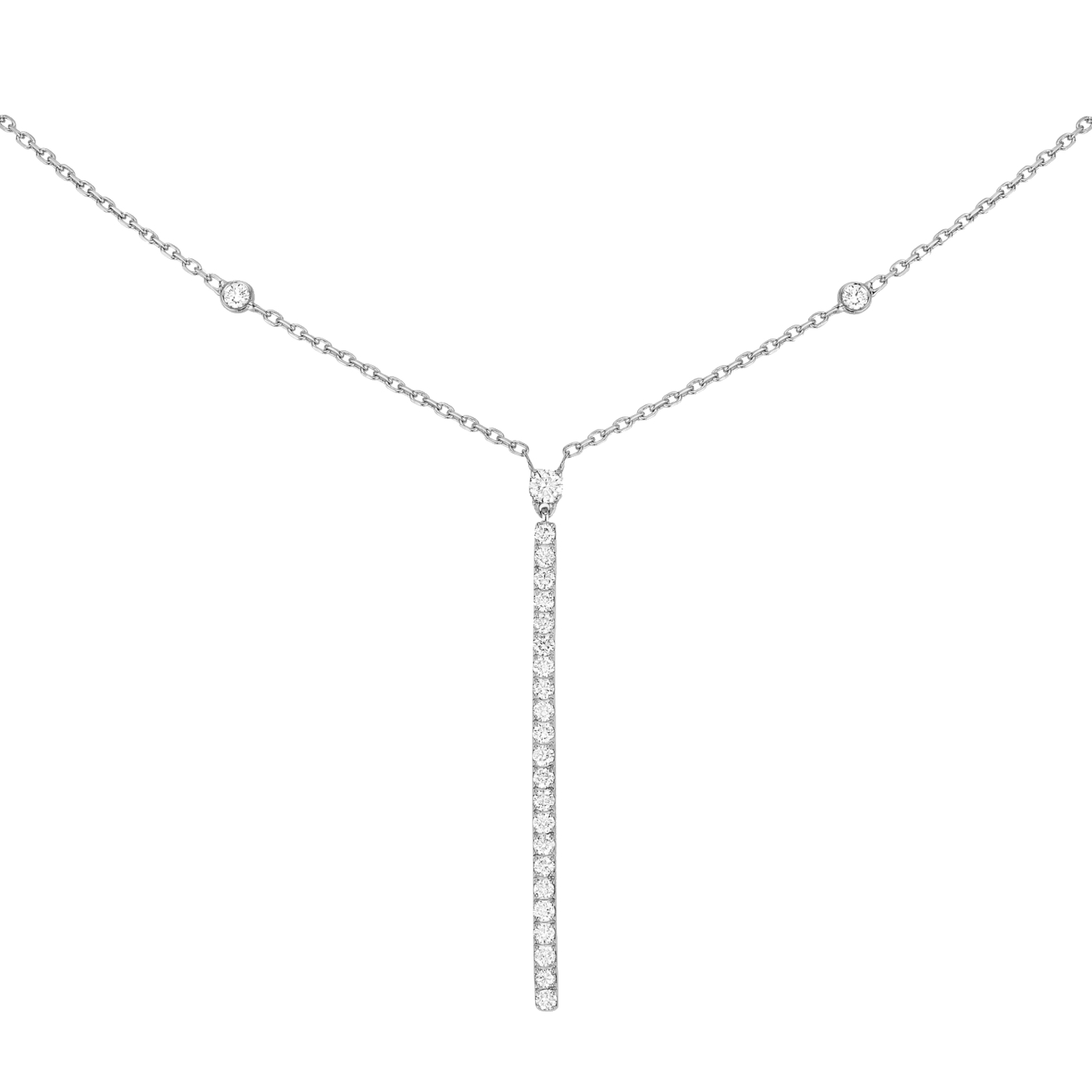 Women Jewellery  MESSIKA, Gatsby Vertical Bar White Gold Diamond Necklace, SKU: 05448-WG | watchphilosophy.co.uk