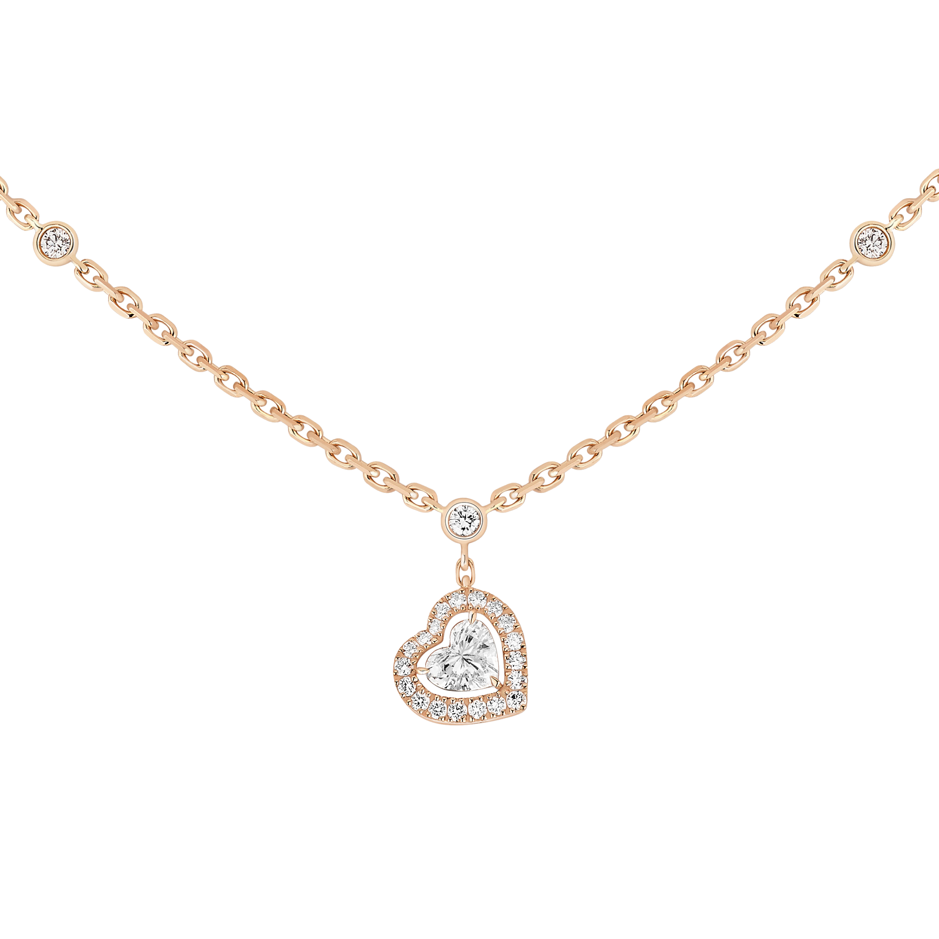 Women Jewellery  MESSIKA, Joy Cœur 0.15ct Diamond Pink Gold Necklace, SKU: 11437-PG | watchphilosophy.co.uk
