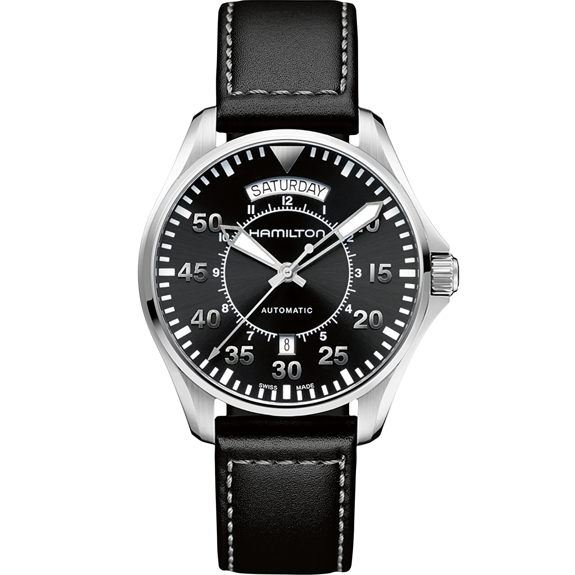 Men's watch / unisex  HAMILTON, Khaki Aviation Pilot Day Date Auto / 42mm, SKU: H64615735 | watchphilosophy.co.uk