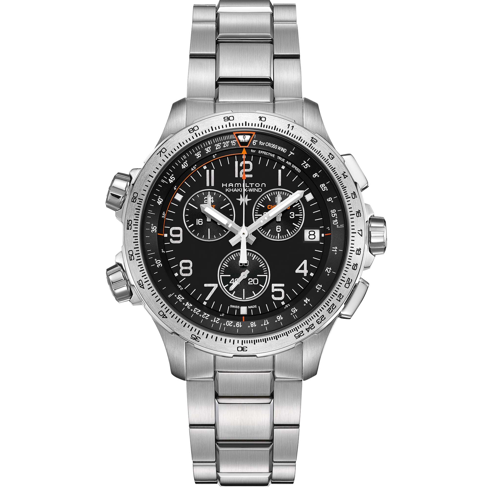 Men's watch / unisex  HAMILTON, Khaki Aviation X-Wind GMT Chrono Quartz / 46mm, SKU: H77912135 | watchphilosophy.co.uk