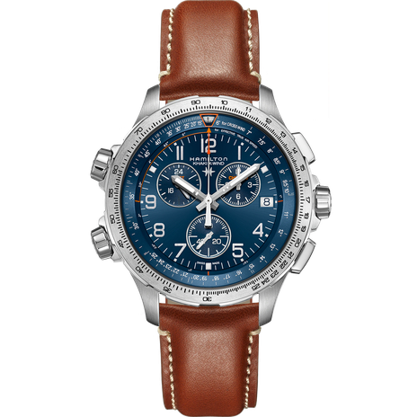 Men's watch / unisex  HAMILTON, Khaki Aviation X-Wind GMT Chrono Quartz / 46mm, SKU: H77922541 | watchphilosophy.co.uk