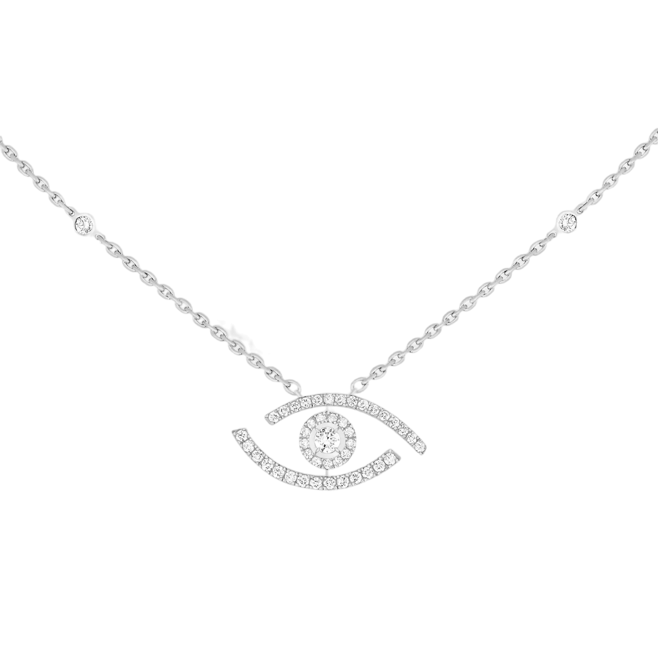 Women Jewellery  MESSIKA, Lucky Eye Pave Necklace, SKU: 07525-WG | watchphilosophy.co.uk