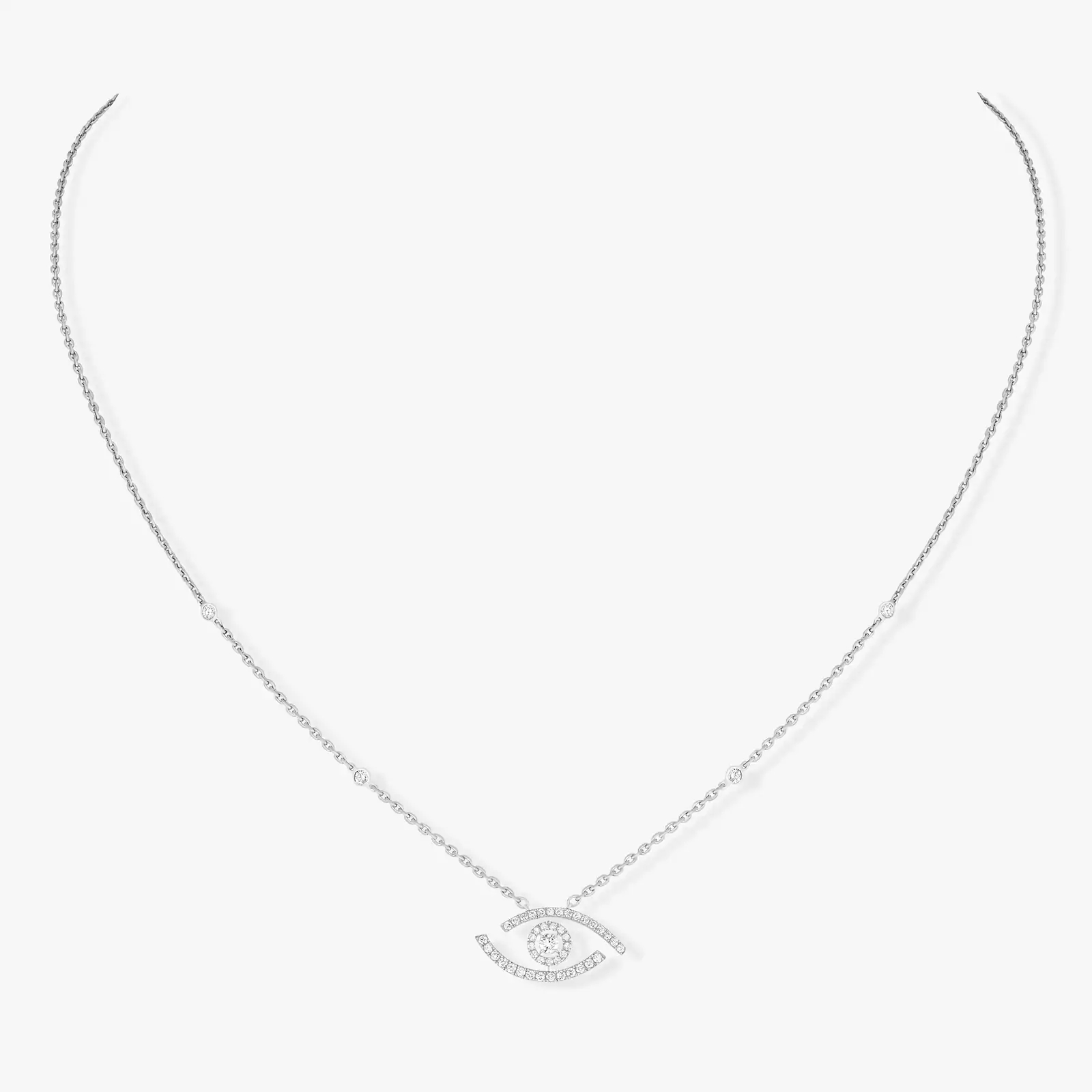 Women Jewellery  MESSIKA, Lucky Eye Pave Necklace, SKU: 07525-WG | watchphilosophy.co.uk