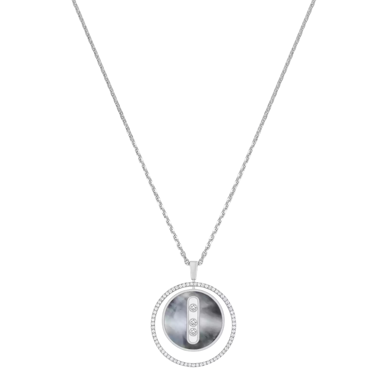 Women Jewellery  MESSIKA, Lucky Move MM Grey Mother-of-Pearl Necklace, SKU: 10837-WG | watchphilosophy.co.uk