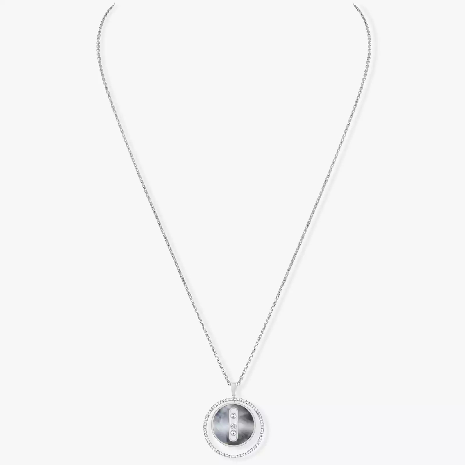 Women Jewellery  MESSIKA, Lucky Move MM Grey Mother-of-Pearl Necklace, SKU: 10837-WG | watchphilosophy.co.uk