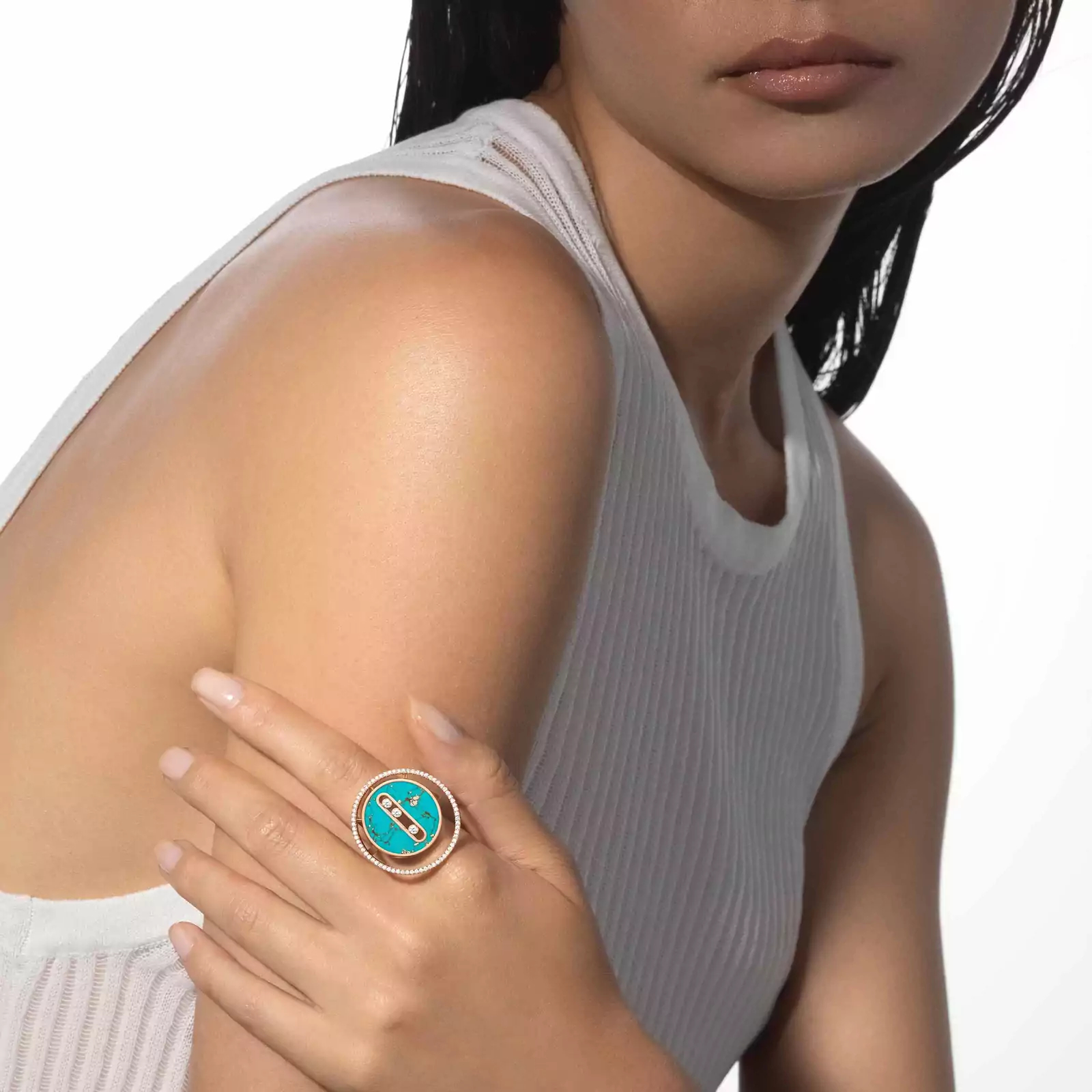 Women Jewellery  MESSIKA, Lucky Move Turquoise Ring LM, SKU: 11721-PG | watchphilosophy.co.uk