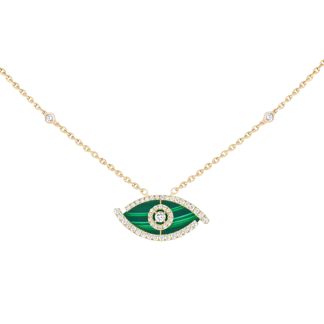 Women Jewellery  MESSIKA, Lucky Eye Pave Malachite Necklace, SKU: 12592-YG | watchphilosophy.co.uk