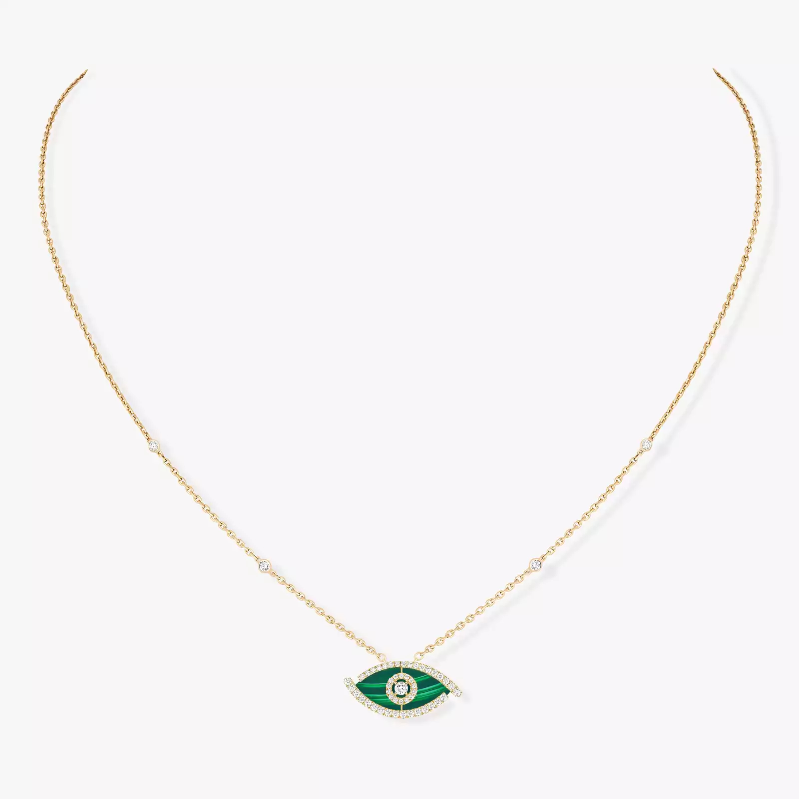 Women Jewellery  MESSIKA, Lucky Eye Pave Malachite Necklace, SKU: 12592-YG | watchphilosophy.co.uk