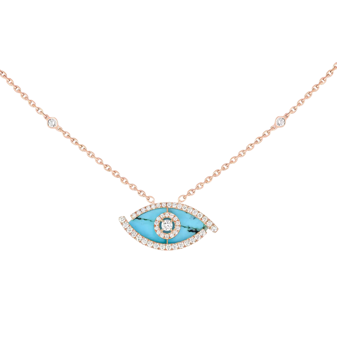 Women Jewellery  MESSIKA, Lucky Eye Pave Turquoise Necklace, SKU: 12952-PG | watchphilosophy.co.uk