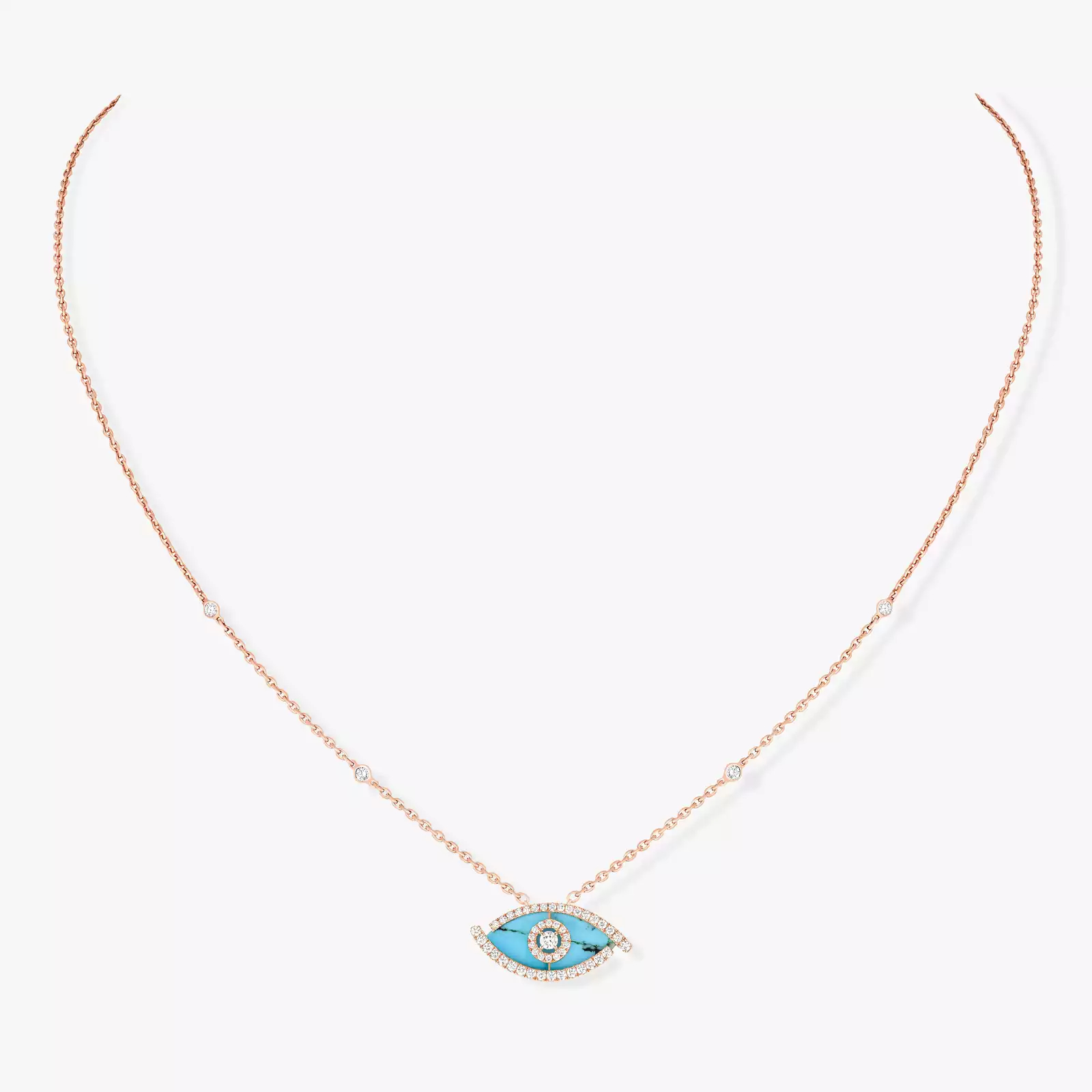 Women Jewellery  MESSIKA, Lucky Eye Pave Turquoise Necklace, SKU: 12952-PG | watchphilosophy.co.uk