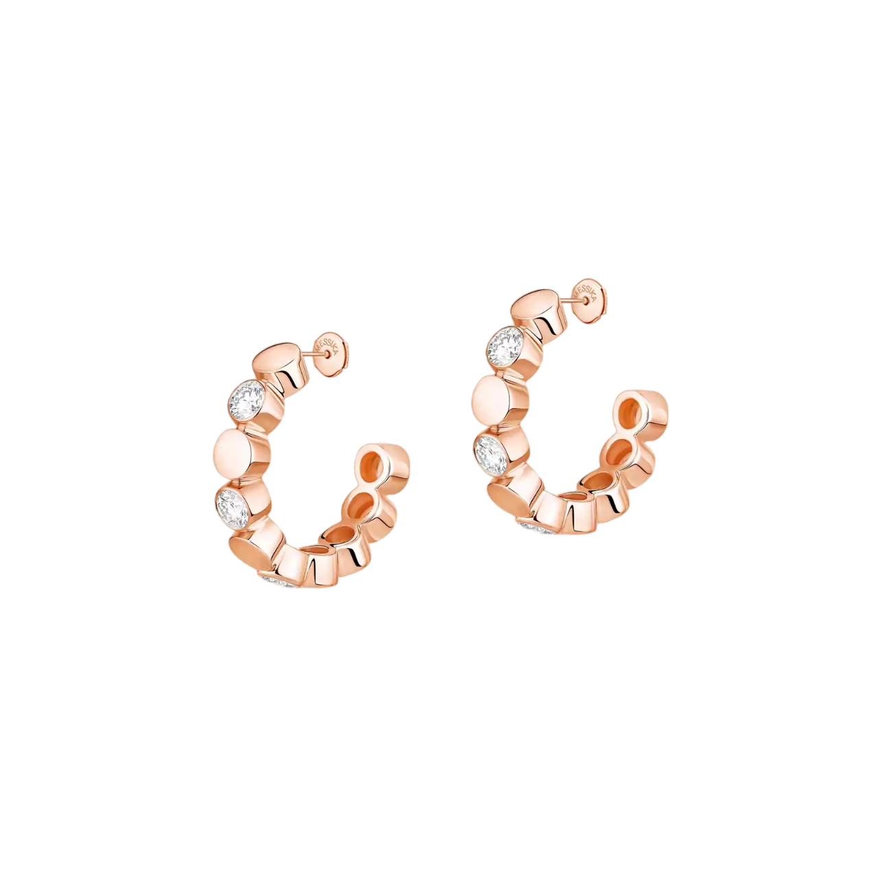 Women Jewellery  MESSIKA, D-Vibes Pink Gold Diamond Mini Hoop Earrings, SKU: 13450-PG | watchphilosophy.co.uk