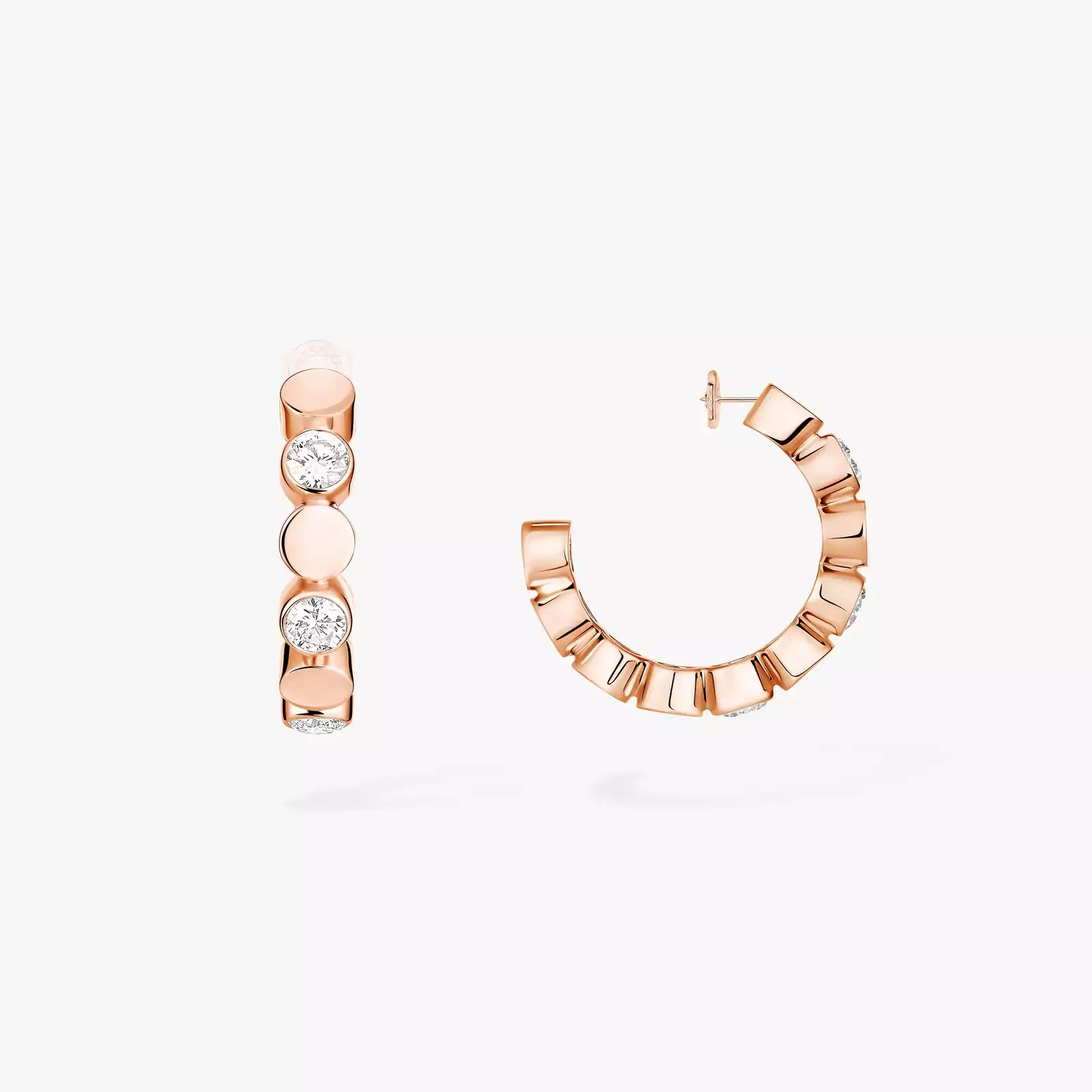 Women Jewellery  MESSIKA, D-Vibes Pink Gold Diamond Mini Hoop Earrings, SKU: 13450-PG | watchphilosophy.co.uk