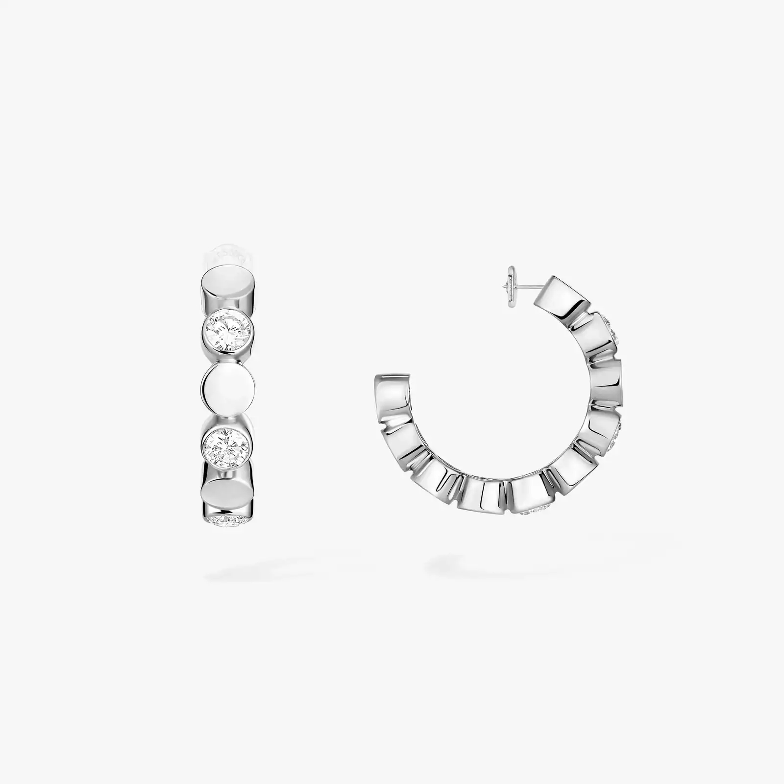 Women Jewellery  MESSIKA, D-Vibes White Gold Diamond Mini Hoop Earrings, SKU: 13450-WG | watchphilosophy.co.uk