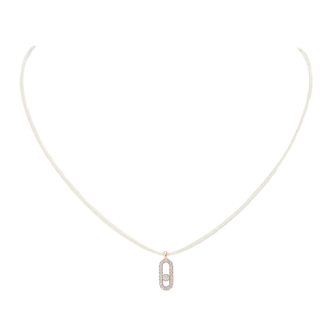 Women Jewellery  MESSIKA, Messika Care(s) Cream Cord Pave Necklace, SKU: 14104-PG | watchphilosophy.co.uk