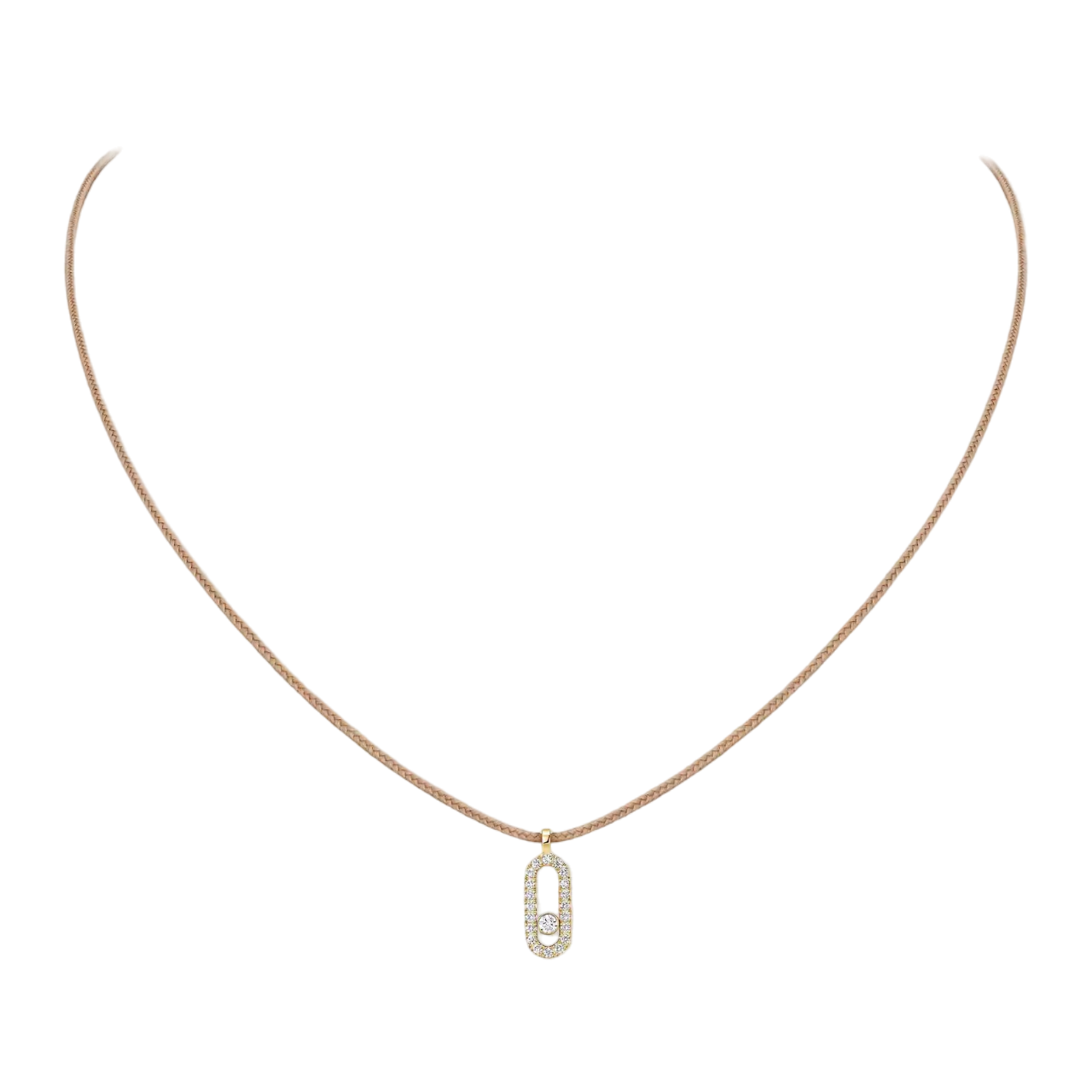 Women Jewellery  MESSIKA, Messika Care(s) Beige Cord Pave Necklace, SKU: 14105-YG | watchphilosophy.co.uk