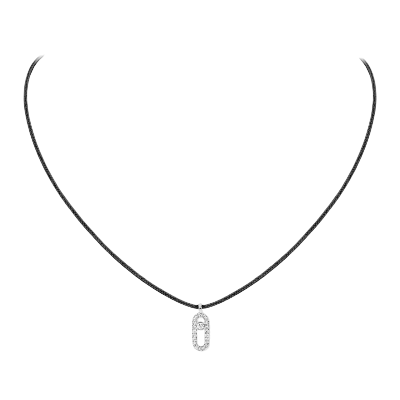 Women Jewellery  MESSIKA, Messika Care(s) Black Cord Pave Necklace, SKU: 14142-WG | watchphilosophy.co.uk