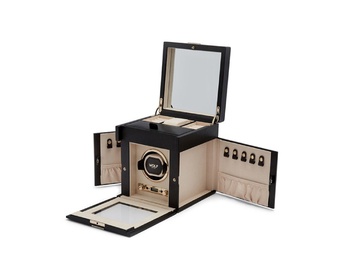  WOLF 1834, Palermo Single Watch Winder With Jewellery Storage, SKU: 213702 | watchphilosophy.co.uk