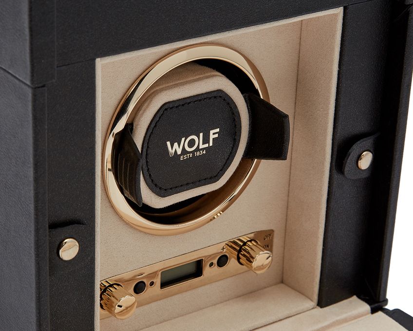  WOLF 1834, Palermo Single Watch Winder With Jewellery Storage, SKU: 213702 | watchphilosophy.co.uk