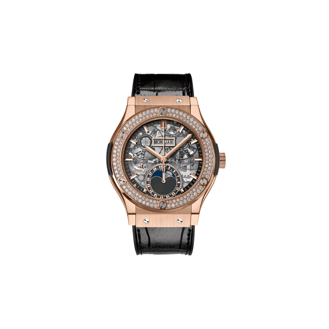 Men's watch / unisex  HUBLOT, Classic Fusion Aerofusion Moonphase King Gold Diamonds / 42mm, SKU: 547.OX.0180.LR.1104 | watchphilosophy.co.uk