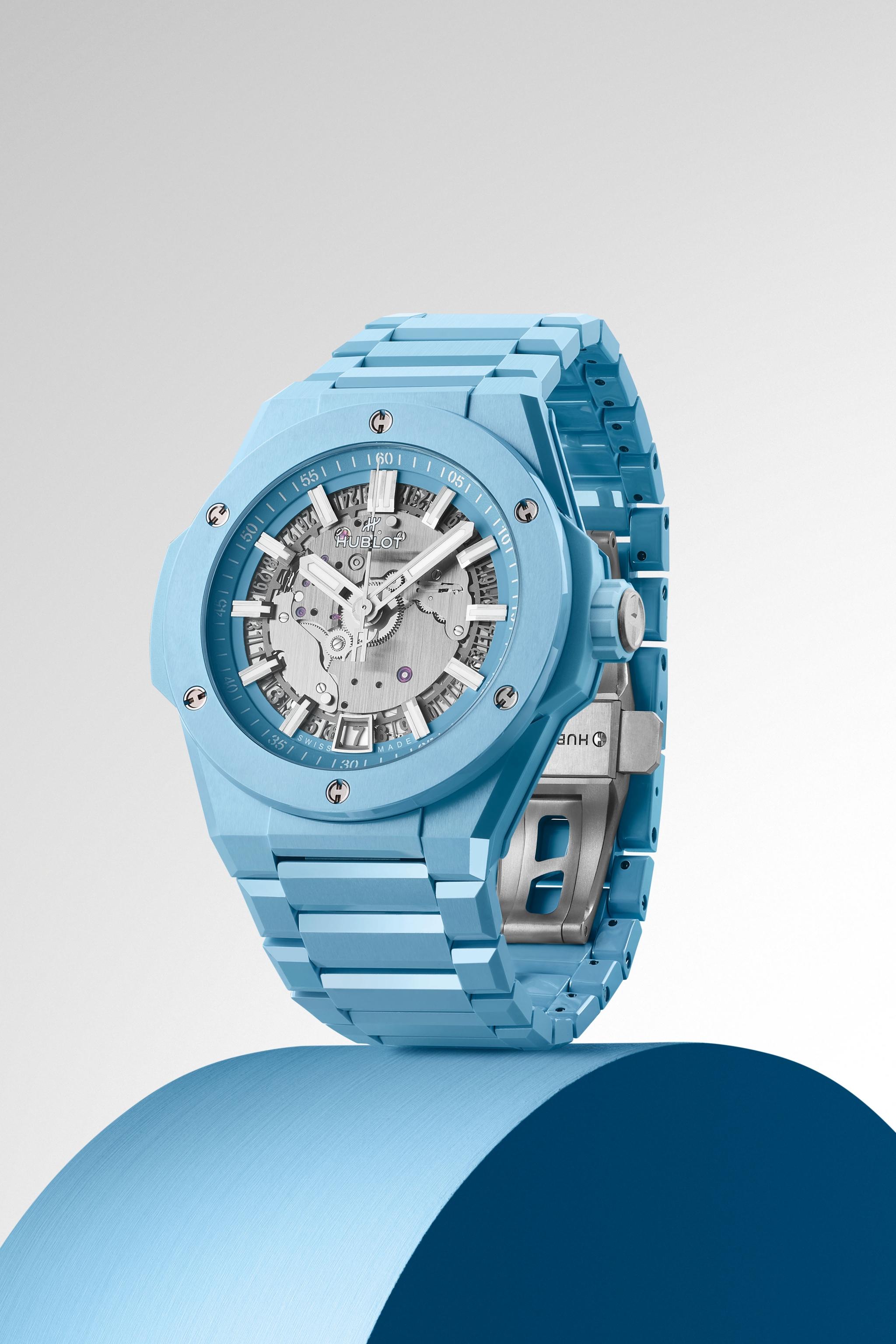 Men's watch / unisex  HUBLOT, Big Bang Integrated Time Only Sky Blue Indigo Ceramic / 40mm, SKU: 456.EX.5120.EX | watchphilosophy.co.uk