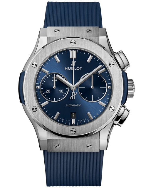 Men's watch / unisex  HUBLOT, Classic Fusion Chronograph Titanium Blue / 45mm, SKU: 521.NX.7170.RX | watchphilosophy.co.uk