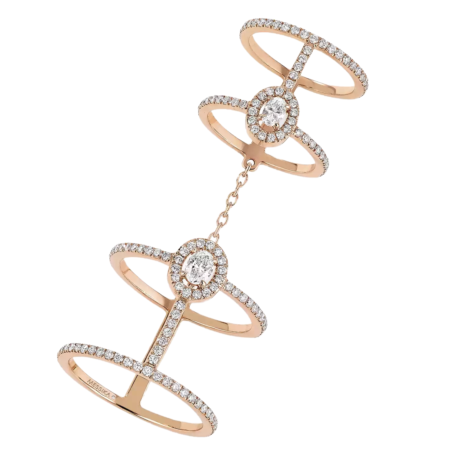 Women Jewellery  MESSIKA, Glam'Azone Pink Gold Double Pavé Diamond Ring, SKU: 5671-PG | watchphilosophy.co.uk