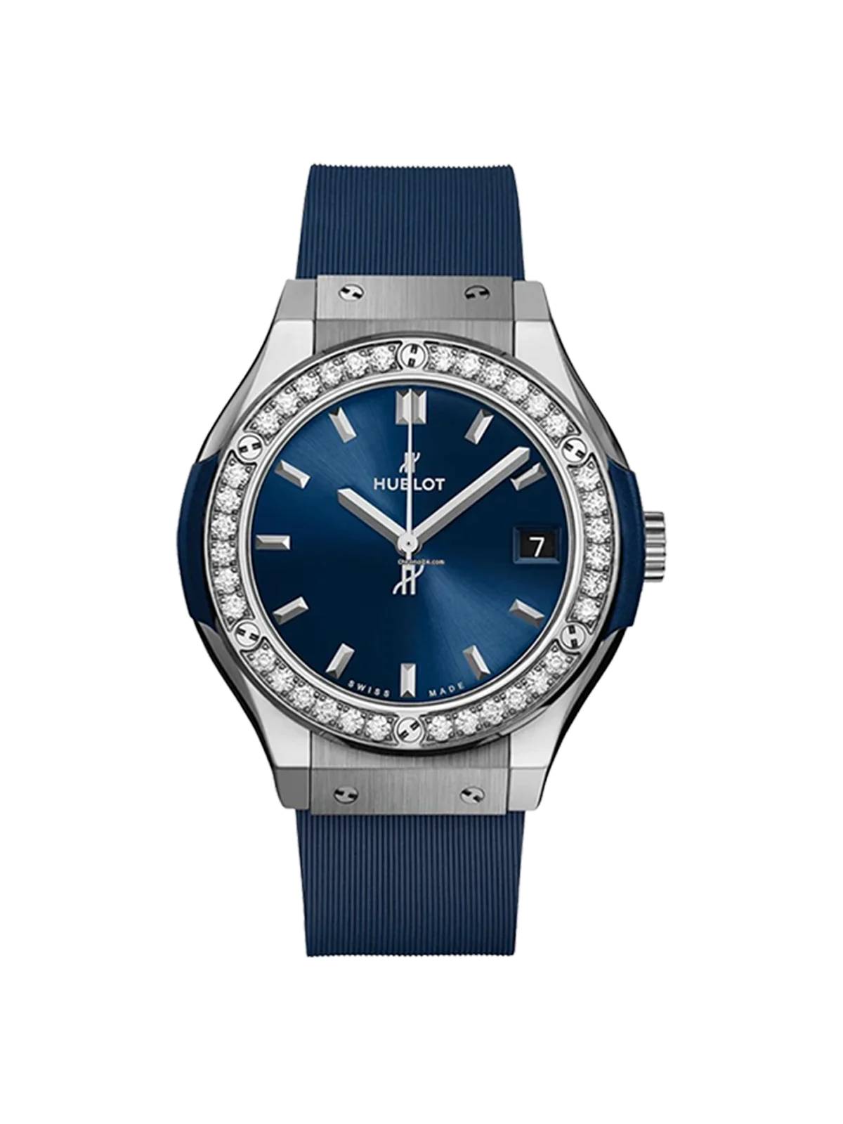 Ladies' watch  HUBLOT, Classic Fusion Titanium Blue Diamonds / 33mm, SKU: 581.NX.7170.RX.1104 | watchphilosophy.co.uk