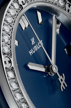 Ladies' watch  HUBLOT, Classic Fusion Titanium Blue Diamonds / 29mm, SKU: 591.NX.7170.RX.1204 | watchphilosophy.co.uk