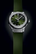 Ladies' watch  HUBLOT, Classic Fusion Titanium Green Diamonds / 29mm, SKU: 591.NX.8970.RX.1204 | watchphilosophy.co.uk