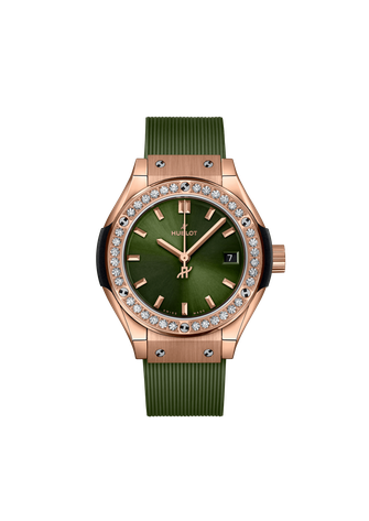 Ladies' watch  HUBLOT, Classic Fusion King Gold Green Diamonds / 29mm, SKU: 591.OX.8980.RX.1204 | watchphilosophy.co.uk