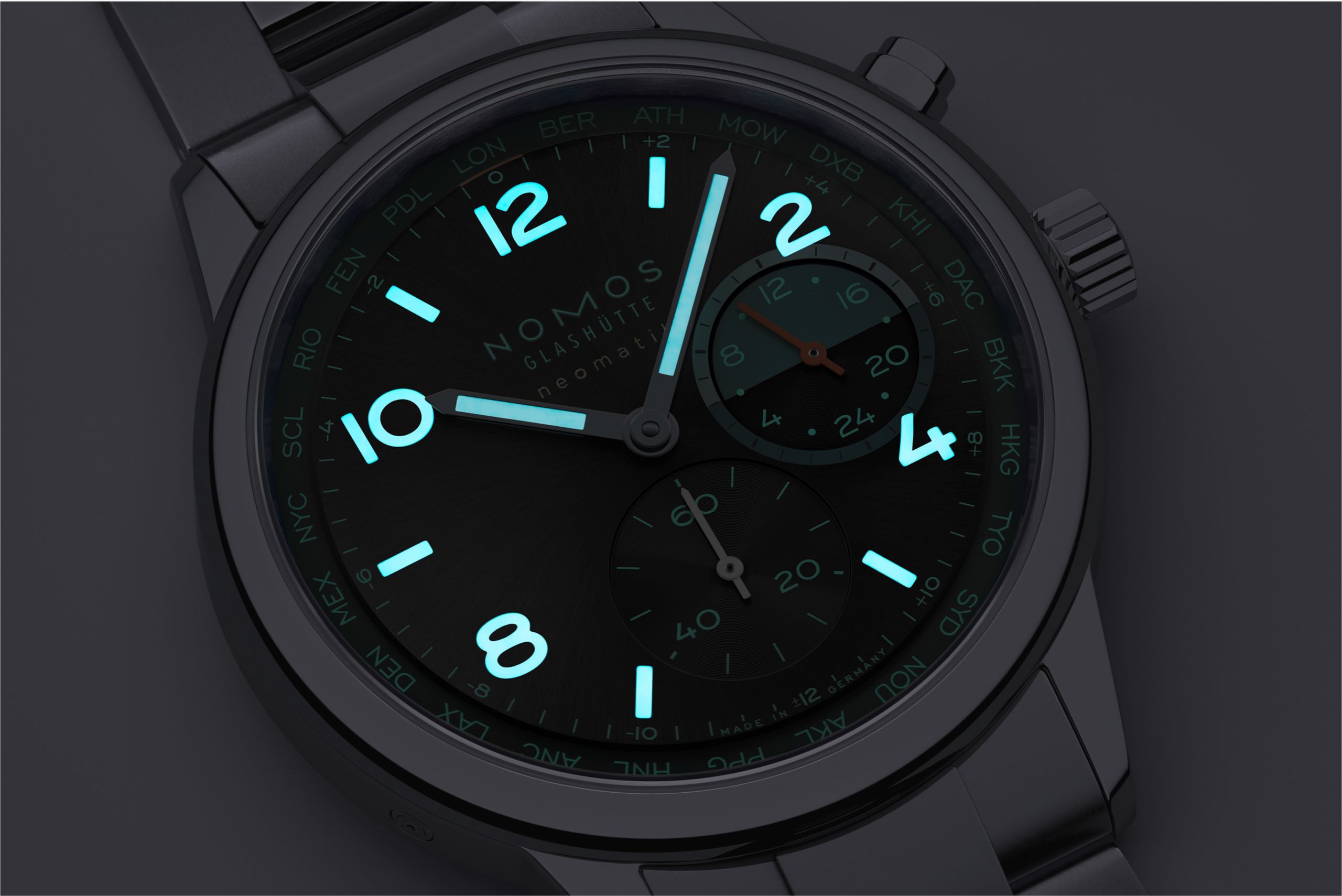 Men's watch / unisex  NOMOS GLASHÜTTE, Club Sport Neomatik Worldtimer Trace / 40mm, SKU: 790.S7 | watchphilosophy.co.uk