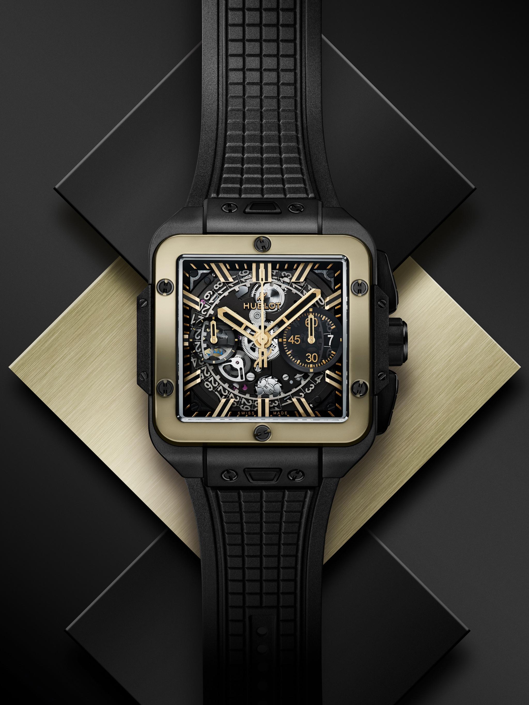 Men's watch / unisex  HUBLOT, Square Bang Unico Ceramic Magic Gold / 42mm, SKU: 821.CM.0130.RX | watchphilosophy.co.uk