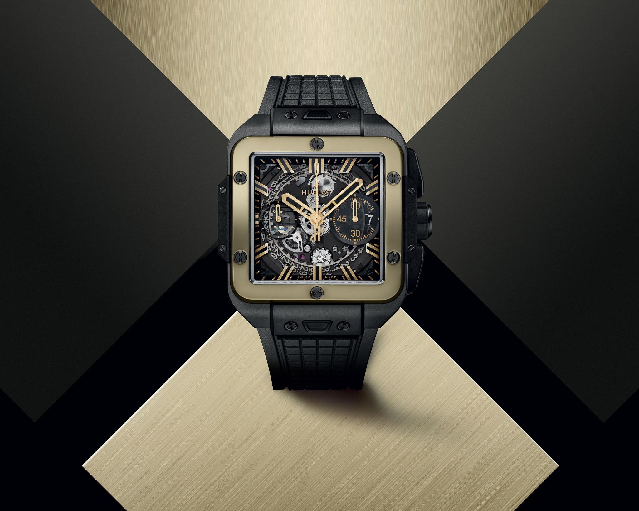 Men's watch / unisex  HUBLOT, Square Bang Unico Ceramic Magic Gold / 42mm, SKU: 821.CM.0130.RX | watchphilosophy.co.uk