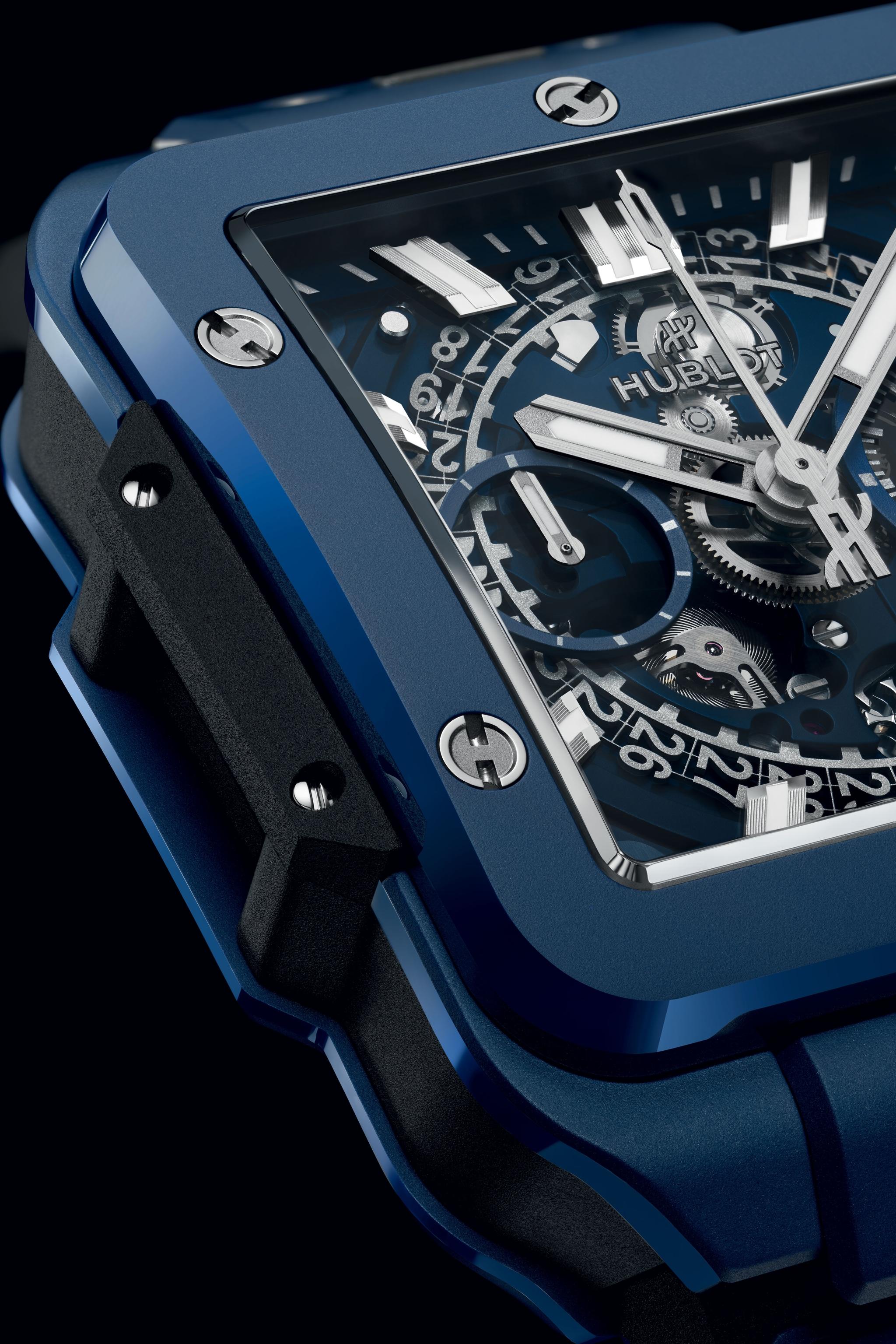 Men's watch / unisex  HUBLOT, Square Bang Unico Blue Ceramic / 42mm, SKU: 821.EX.5170.RX | watchphilosophy.co.uk