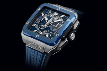 Men's watch / unisex  HUBLOT, Square Bang Unico Titanium Blue Ceramic / 42mm, SKU: 821.NL.5170.RX | watchphilosophy.co.uk