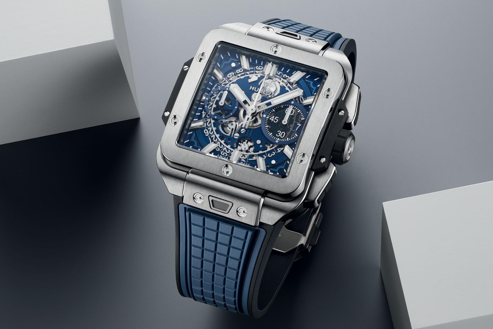 Men's watch / unisex  HUBLOT, Square Bang Unico Titanium Blue / 42mm, SKU: 821.NX.5170.RX | watchphilosophy.co.uk