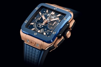 Men's watch / unisex  HUBLOT, Square Bang Unico King Gold Blue Ceramic / 42mm, SKU: 821.OL.5180.RX | watchphilosophy.co.uk